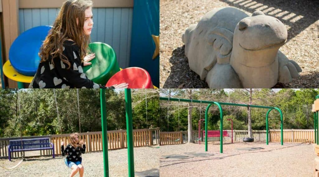 Swings and play structure at Perdido Kids Park Pensacola Florida 