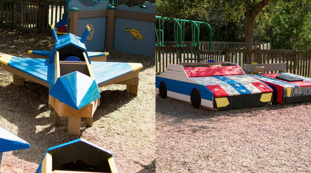 Kids can pretend they are race car drivers or a Blue Angels pilot at Perdido Kids Park 