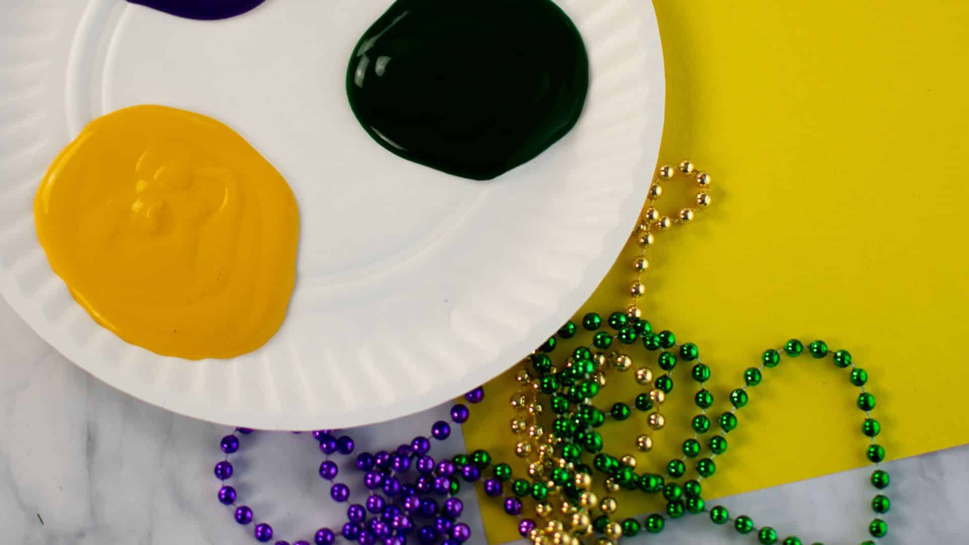 Mardi Gras Bead Painting for early childhood Mardi Gras thematic unit art