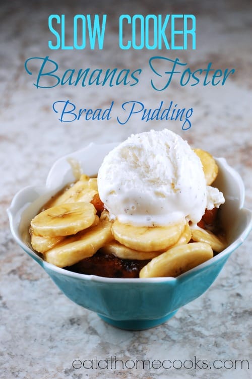 Slow Cooker Bananas Foster Bread Pudding Disney inspired