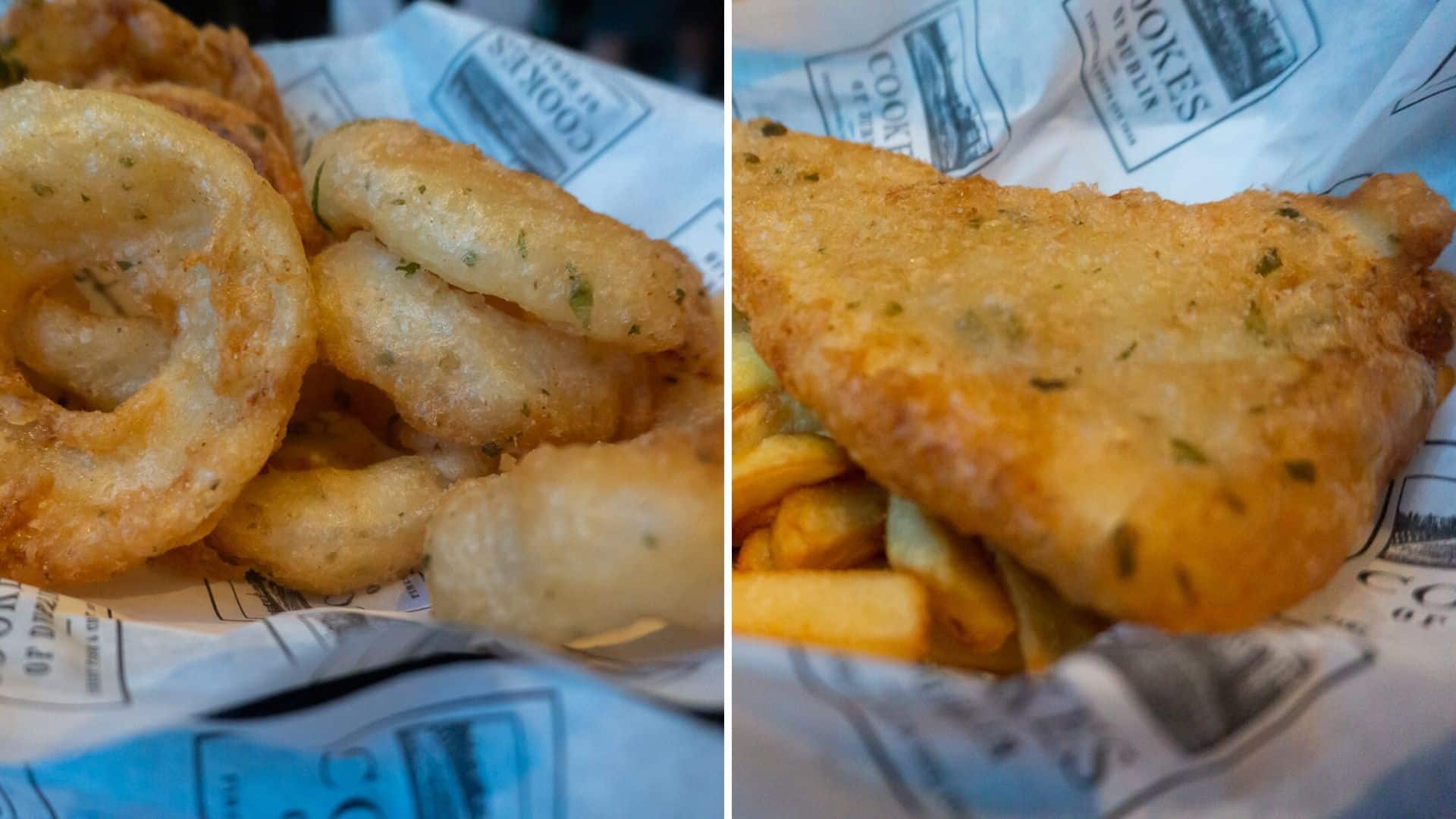 Gluten Free Onion Rings and Fish and Chips at Cookes of Dublin at Disney Springs 