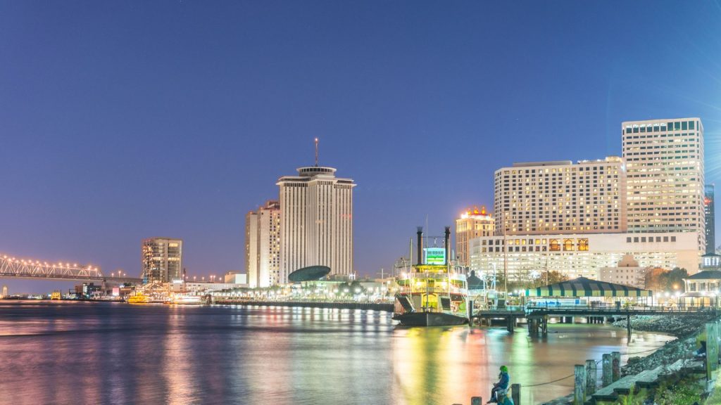 Mississippi River in New Orleans Louisiana at night