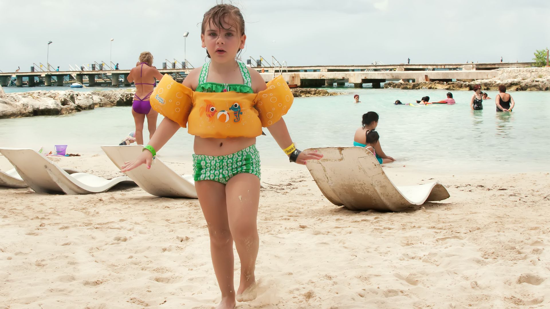 Playing on the beach in Cozumel, Mexico