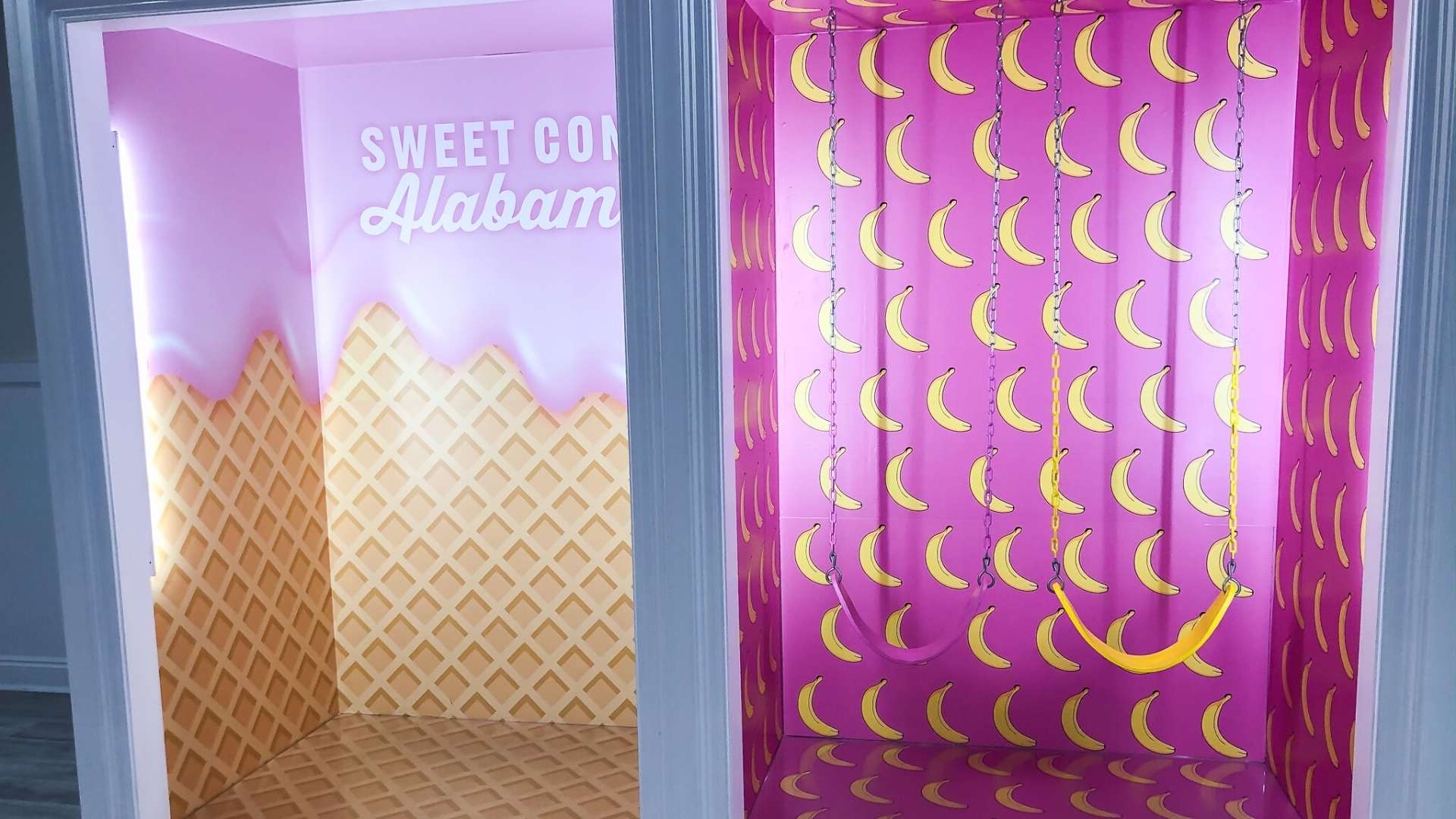 Selfie photo booth area at Sweet Cone Alabama in Pensacola Florida