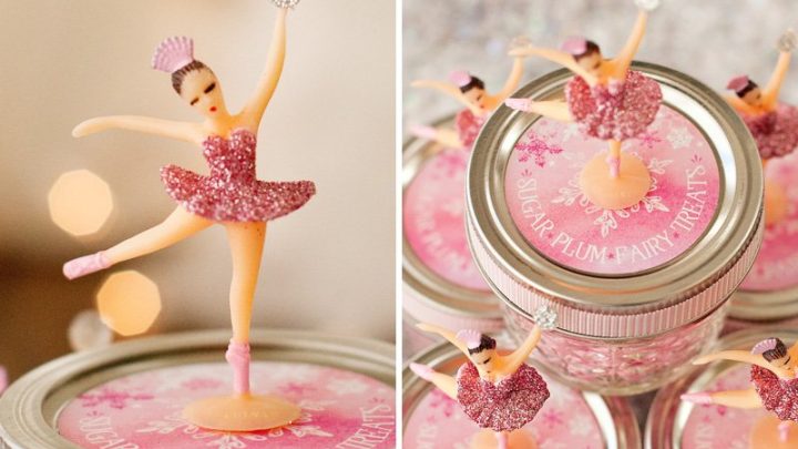 glittered ballerina cupcake toppers pink