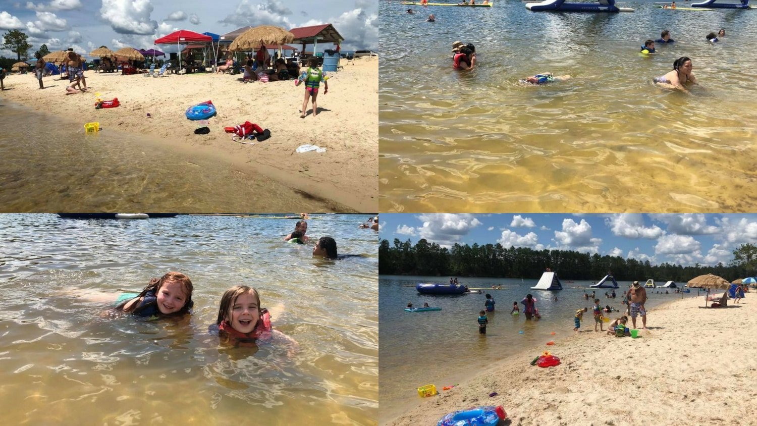 Families play at White Sands Lake Day Beach