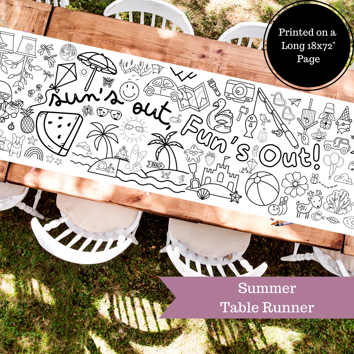 Summer Coloring Table Runner