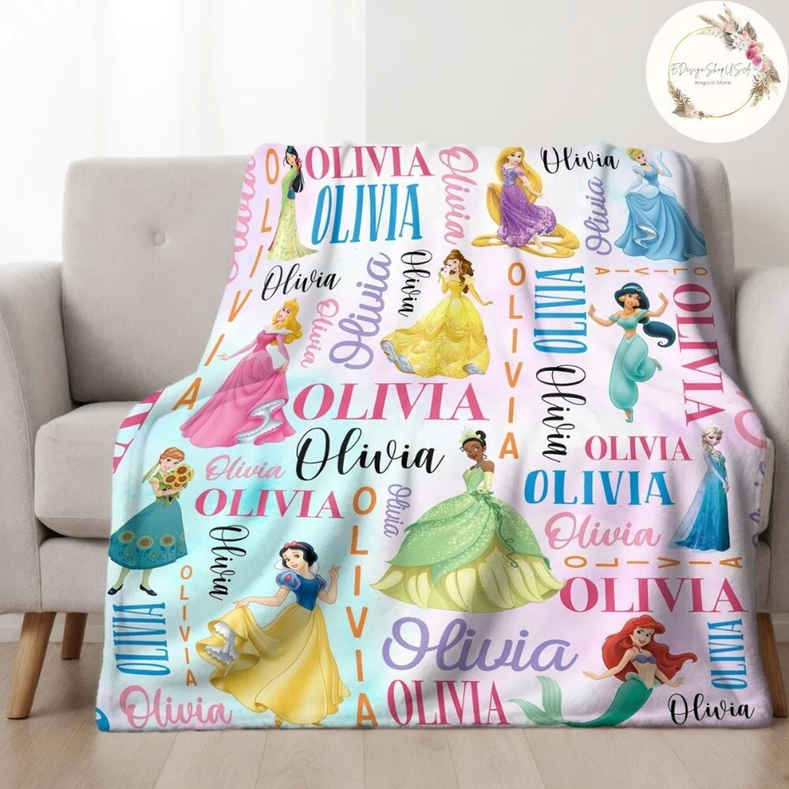 Personalized Disney Princess Blanket